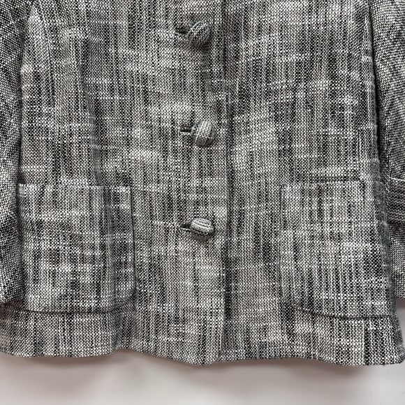 J. Crew Twee Waverly Tweed Plaid Single Breasted Blazer Jacket Retro Black 2 - Picture 3 of 7